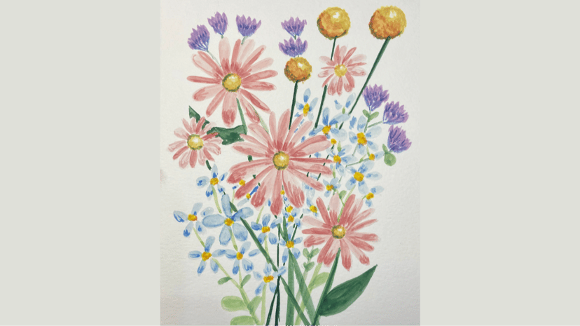 Creative Mindfulness:  Watercolor Flower Bouquet