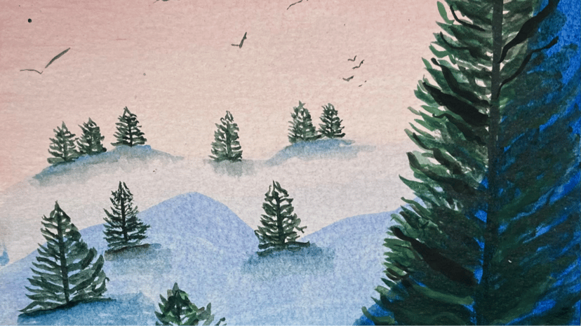 Creative Mindfulness: Winter Trees Watercolor Painting