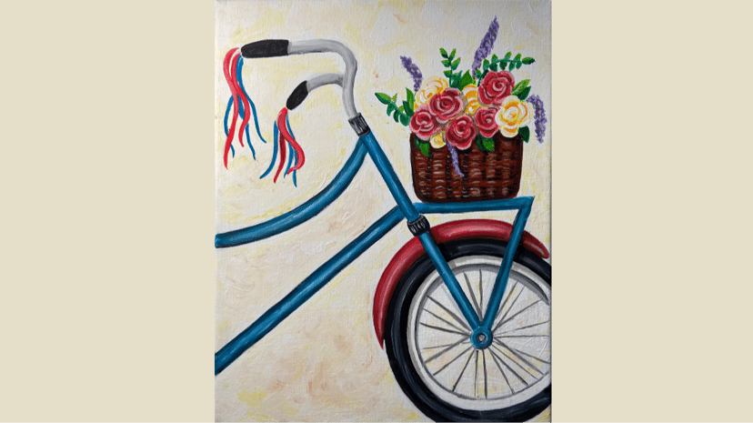 Let's Paint With Acrylics:  A Bike and Flower Basket
