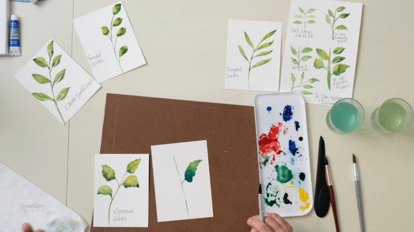 Beginner Watercolor: How to Paint Leaves and Stems