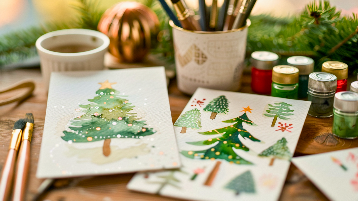 Watercolor Studio: Holiday Cards with Festive Tree Designs