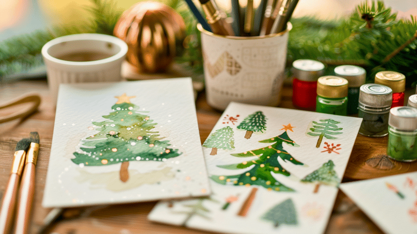 Watercolor Studio: Holiday Cards with Festive Tree Designs