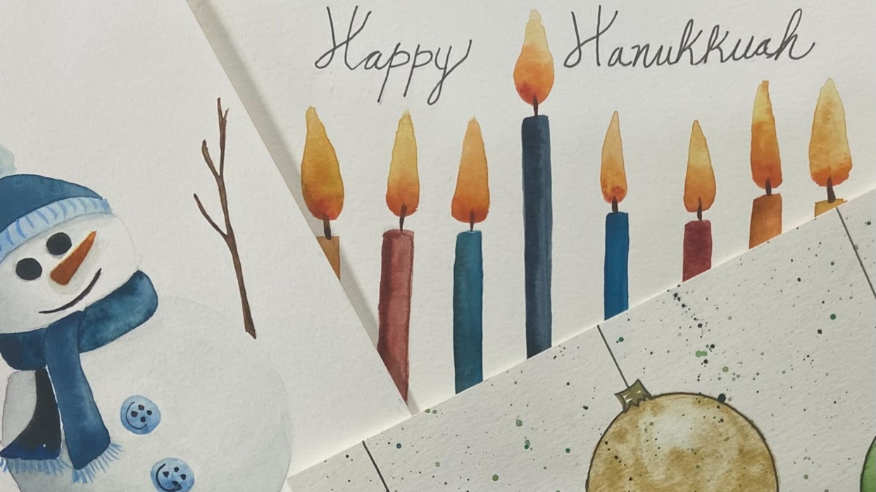 Watercolor Studio: Holiday Cards with Ornament & Candle Designs